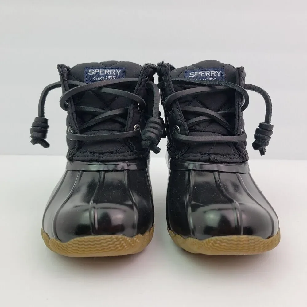 Sperry Top Sider Saltwater Toddler Size 6 Black Quilted Waterproof Duck Boots
